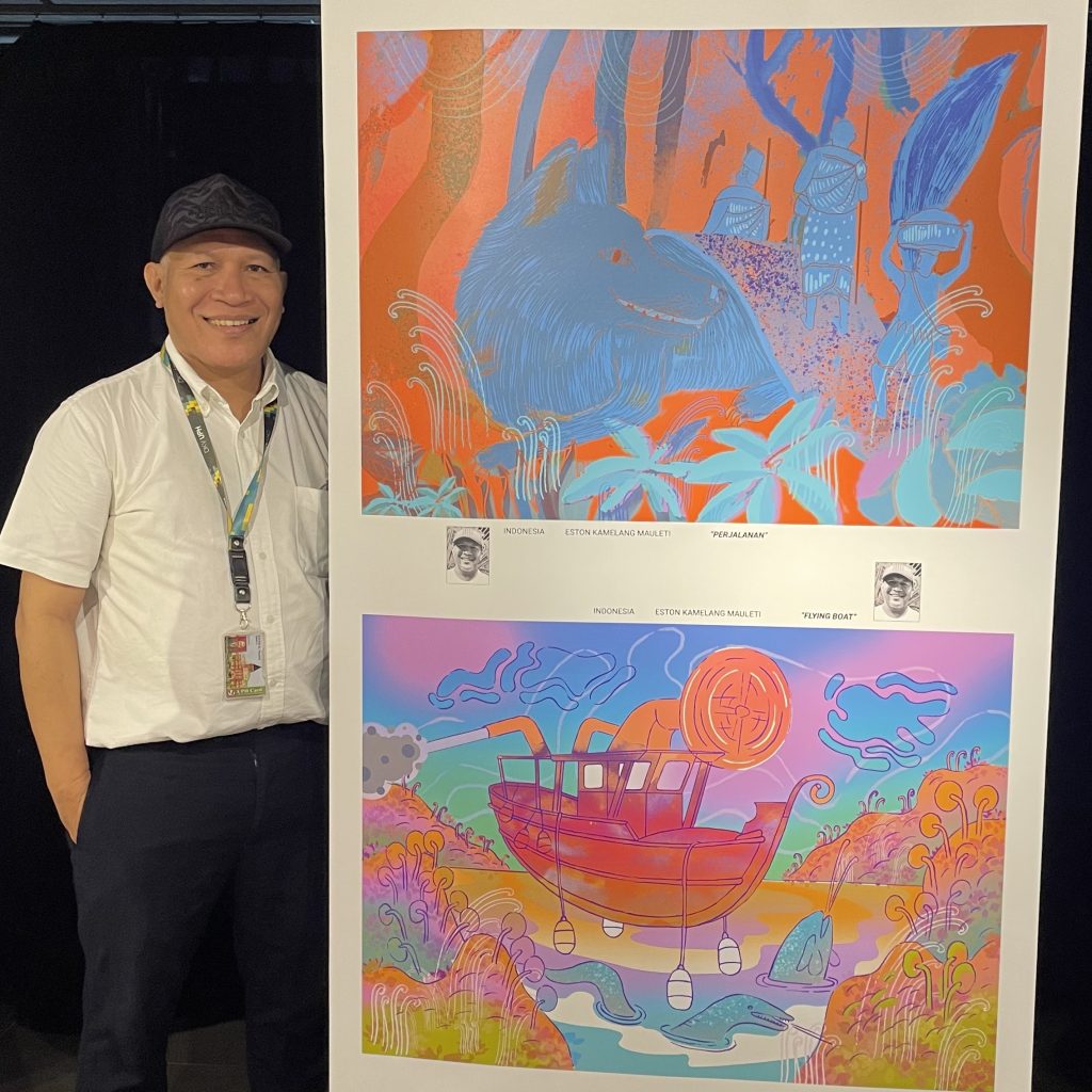 Eston Kamelang Mauleti, S.Sn., M.Ds. and his works in the exhibition